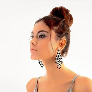 Black Silver Diamond Earrings