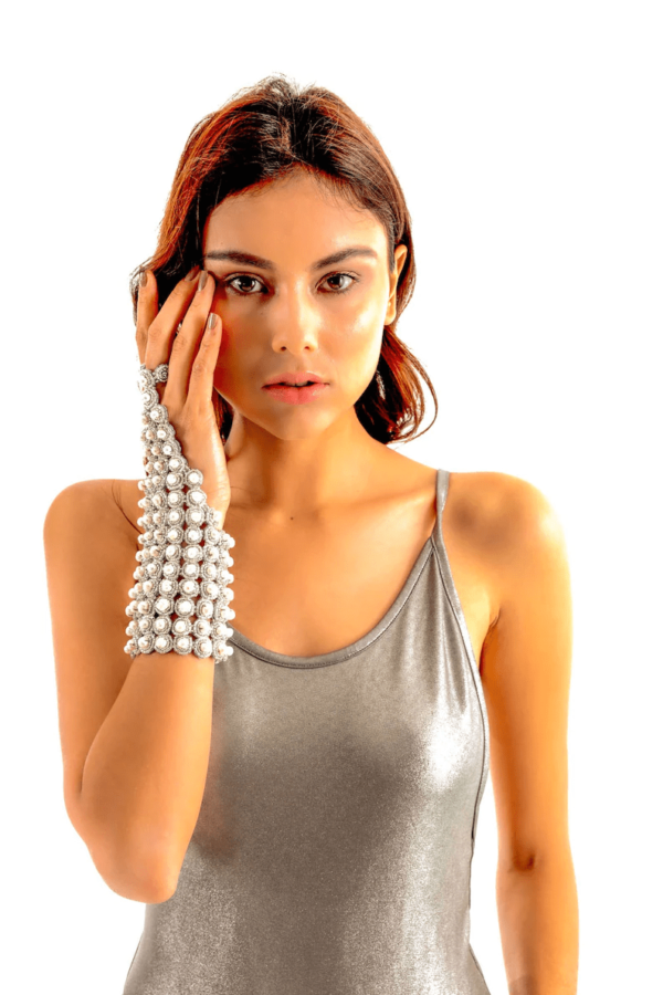 Red Carpet Pearl Hand Glove Bracelet