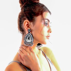 Black Peacock Dangling Earrings