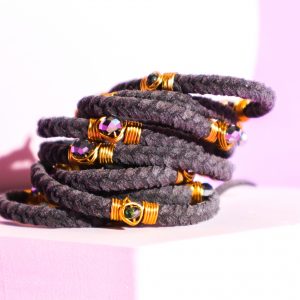 Starla Bracelet Wrap in Charcoal (Gold-Enlaced)