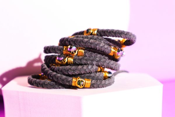 Starla Bracelet Wrap in Charcoal (Gold-Enlaced)
