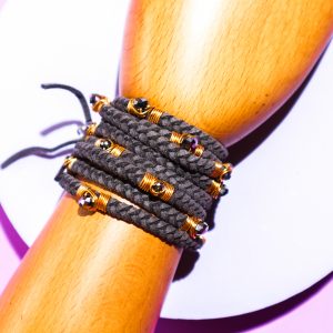 Starla Bracelet Wrap in Charcoal (Gold-Enlaced)