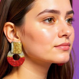 Disco Earrings in Crimson Pulse